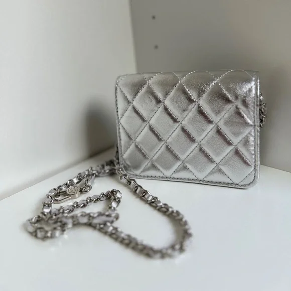 CHANEL Silver Mini Quilted Belt Bag - Picture 4 of 9